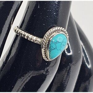 Sterling Silver Ring With Faux Turquoise Stone 925